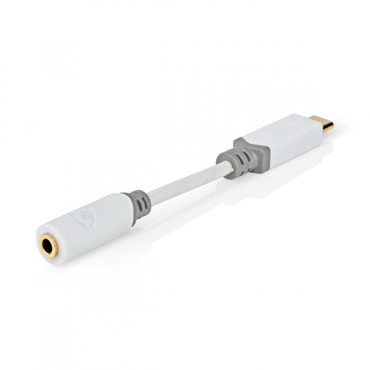 Nedis USB-C™ Sovitin | USB 2.0 | USB-C™ Uros | 3.5 mm naaras | 0.10 m | Pyöreä | Kullattu | PVC | Valkoinen | Laatikko