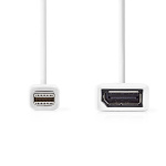 Nedis Mini DisplayPort kaapeli | DisplayPort 1.2 | Mini DisplayPort Uros | DisplayPort Naaras | 21.6 Gbps | Niklattu | 0.20 m | Pyöreä | PVC | Valkoinen | Laatikko