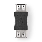 Nedis USB-A Sovitin | USB 2.0 | USB-A Naaras | USB-A Naaras | 480 Mbps | Pyöreä | Niklattu | PVC | Musta | Laatikko
