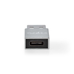 Nedis USB-A Sovitin | USB 3.2 Gen 1 | USB-A Uros | USB-C™ Naaras | 5 Gbps | Pyöreä | Niklattu | Musta | Laatikko