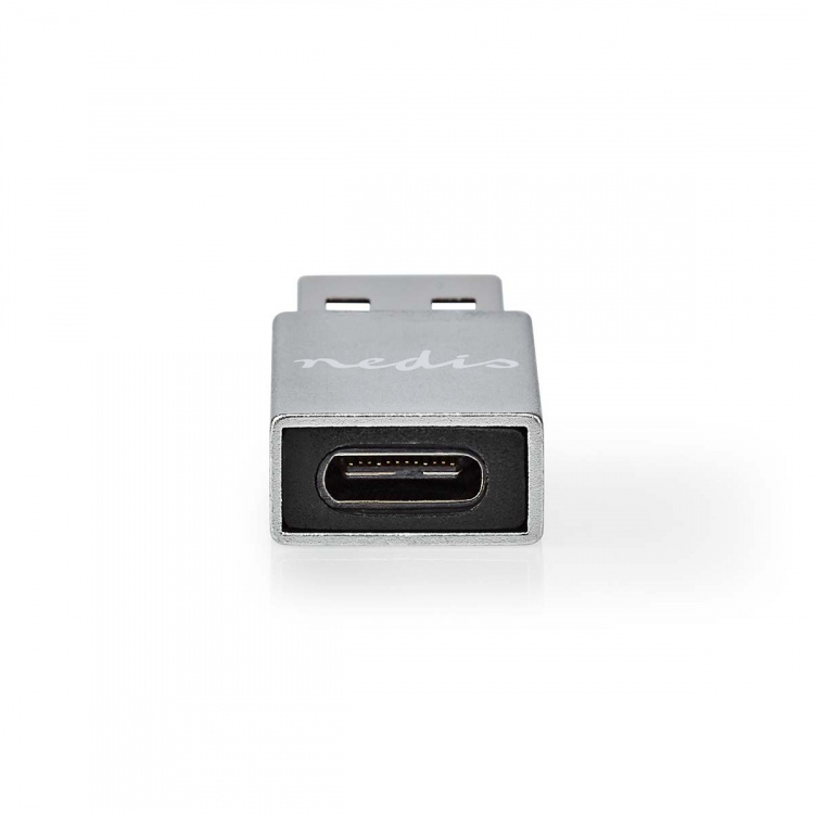 Nedis USB-A Sovitin | USB 3.2 Gen 1 | USB-A Uros | USB-C™ Naaras | 5 Gbps | Pyöreä | Niklattu | Musta | Laatikko
