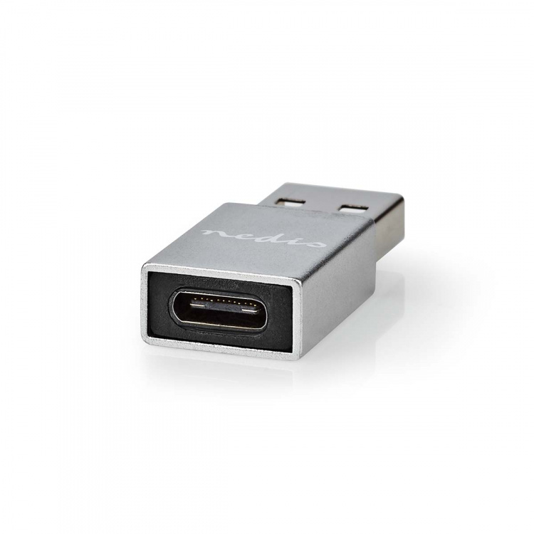Nedis USB-A Sovitin | USB 3.2 Gen 1 | USB-A Uros | USB-C™ Naaras | 5 Gbps | Pyöreä | Niklattu | Musta | Laatikko