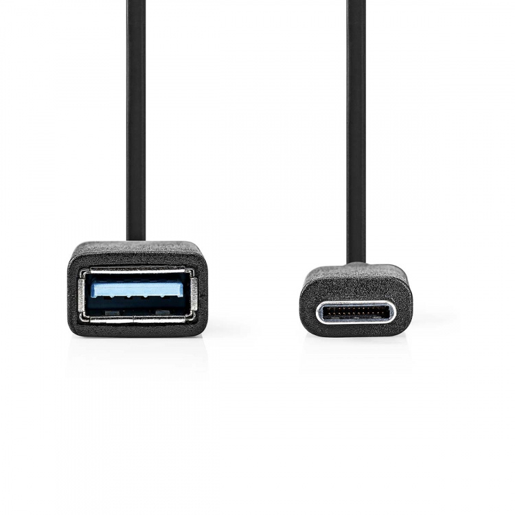 Nedis USB-C™ Sovitin | USB 3.2 Gen 1 | USB-C™ Uros | USB-A Naaras | 5 Gbps | 0.15 m | Pyöreä | Niklattu | PVC | Musta | Laatikko