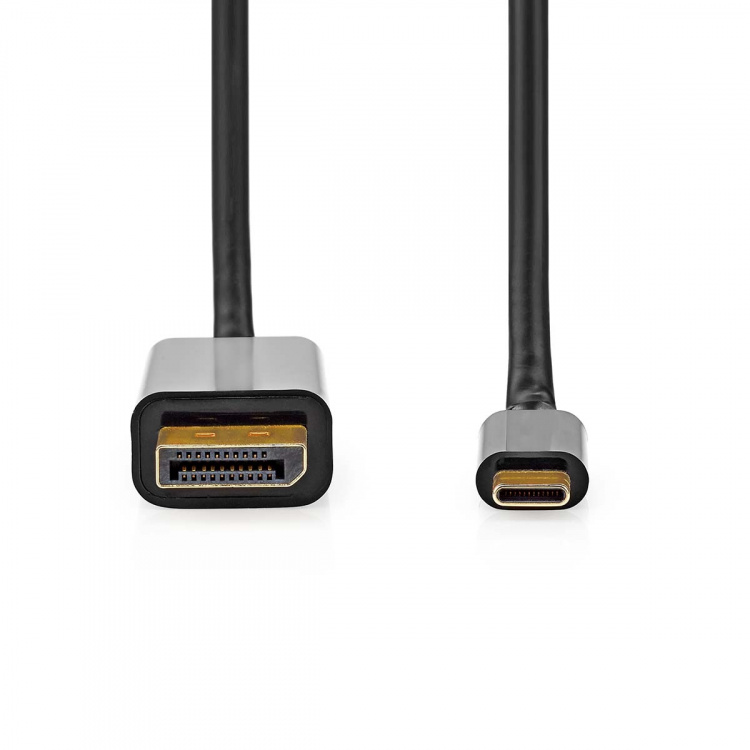 Nedis USB-C™ Sovitin | USB 3.2 Gen 1 | USB-C™ Uros | DisplayPort uros | 4K@60Hz | 2.00 m | Pyöreä | Kullattu | PVC | Musta | Laatikko