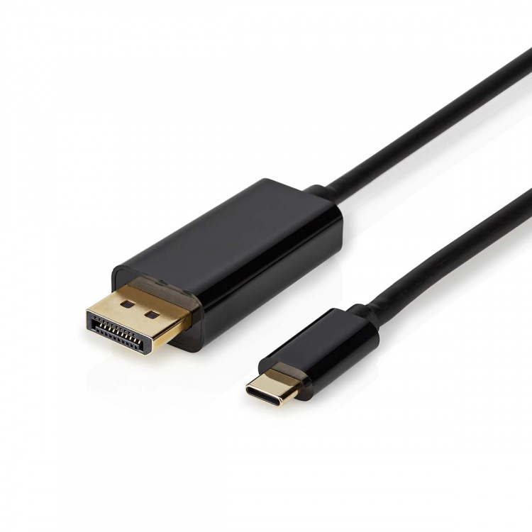 Nedis USB-C™ Sovitin | USB 3.2 Gen 1 | USB-C™ Uros | DisplayPort uros | 4K@60Hz | 2.00 m | Pyöreä | Kullattu | PVC | Musta | Laatikko