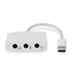 Nedis USB-C™ Sovitin | USB 2.0 | USB-C™ Uros | 3.5 mm naaras | 0.10 m | Pyöreä | Niklattu | ABS/PVC | Valkoinen | Laatikko