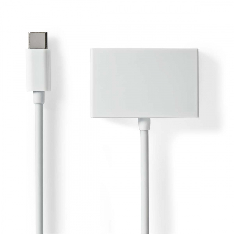 Nedis USB-C™ Sovitin | USB 2.0 | USB-C™ Uros | 3.5 mm naaras | 0.10 m | Pyöreä | Niklattu | ABS/PVC | Valkoinen | Laatikko