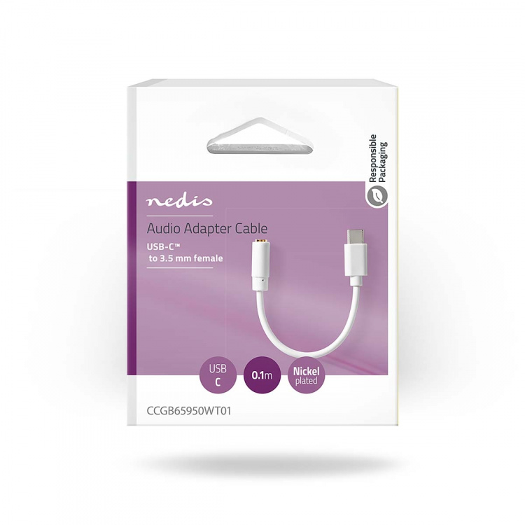 Nedis USB-C™ Sovitin | USB 2.0 | USB-C™ Uros | 3.5 mm naaras | 0.10 m | Pyöreä | Niklattu | PVC | Valkoinen | Laatikko Nedis USB-C™ Sovitin | USB 2.0 | USB-C™ Uros | 3.5 mm naaras | 0.10 m | Pyöreä | Niklattu | PVC | Valkoinen | Laatikko