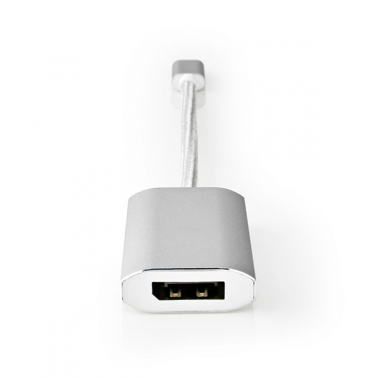 Nedis USB-C™ Sovitin | USB 3.2 Gen 1 | USB-C™ Uros | DisplayPort Naaras / USB-C™ Naaras | 4K@60Hz | Power delivery | 0.20 m | Pyöreä | Kullattu | Nailon / Punottu | Hopea | Laatikko kannella ja ikkunalla