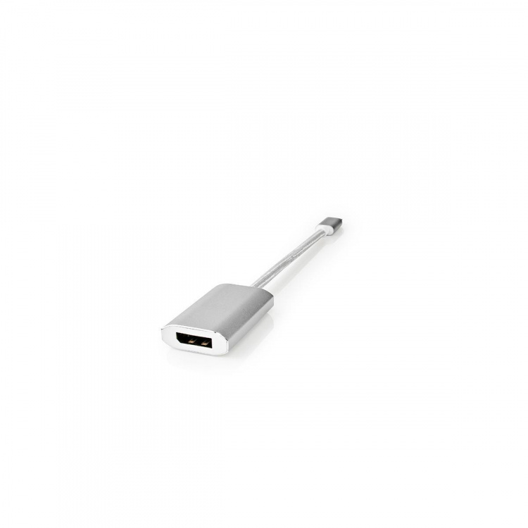 Nedis USB-C™ Sovitin | USB 3.2 Gen 1 | USB-C™ Uros | DisplayPort Naaras / USB-C™ Naaras | 4K@60Hz | Power delivery | 0.20 m | Pyöreä | Kullattu | Nailon / Punottu | Hopea | Laatikko kannella ja ikkunalla