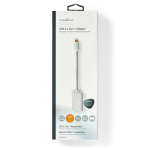 Nedis USB-C™ Sovitin | USB 3.2 Gen 1 | USB-C™ Uros | DisplayPort Naaras / USB-C™ Naaras | 4K@60Hz | Power delivery | 0.20 m | Pyöreä | Kullattu | Nailon / Punottu | Hopea | Laatikko kannella ja ikkunalla