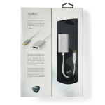 Nedis USB-C™ Sovitin | USB 3.2 Gen 1 | USB-C™ Uros | DisplayPort Naaras / USB-C™ Naaras | 4K@60Hz | Power delivery | 0.20 m | Pyöreä | Kullattu | Nailon / Punottu | Hopea | Laatikko kannella ja ikkunalla