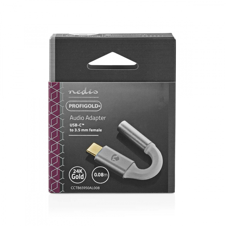 Nedis USB-C™ Sovitin | USB 2.0 | USB-C™ Uros | 3.5 mm naaras | 0.08 m | Pyöreä | Kullattu | Nailon / Punottu | Hopea / Valkoinen | Laatikko kannella ja ikkunalla Nedis USB-C™ Sovitin | USB 2.0 | USB-C™ Uros | 3.5 mm naaras | 0.08 m | Pyöreä | Kullattu | Nailon / Punottu | Hopea / Valkoinen | Laatikko kannella ja ikkunalla