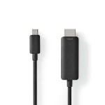 Nedis USB-C™ Sovitin | USB 3.2 Gen 1 | USB-C™ Uros | HDMI™ liitin | 4K@60Hz | 2.00 m | Pyöreä | Niklattu | PVC | Musta | Label Nedis USB-C™ Sovitin | USB 3.2 Gen 1 | USB-C™ Uros | HDMI™ liitin | 4K@60Hz | 2.00 m | Pyöreä | Niklattu | PVC | Musta | Label