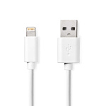 Nedis Lightning Kaapeli | USB 2.0 | Apple Lightning 8-Pin | USB-A Uros | 480 Mbps | Niklattu | 3.00 m | Pyöreä | PVC | Valkoinen | Label