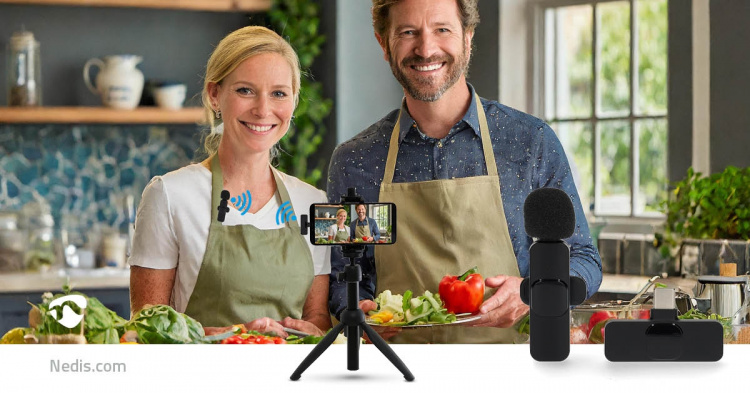 Nedis Mikrofoni | Käyttötarkoitus: Älypuhelin / Kannettava / Tabletti | Langaton / USB Type-C™ | USB-C™ Female | On/off-kytkin