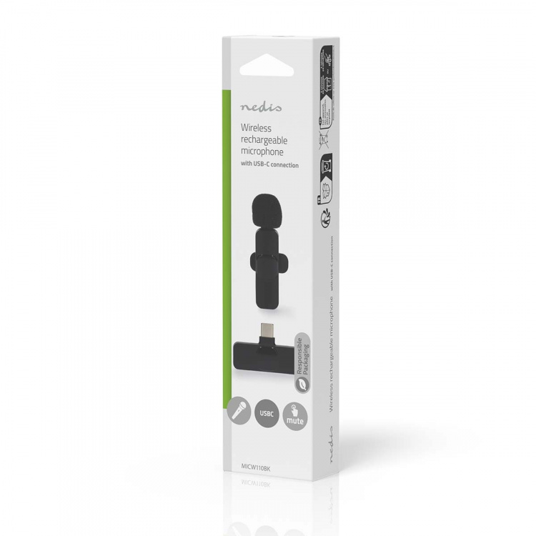 Nedis Mikrofoni | Käyttötarkoitus: Älypuhelin / Kannettava / Tabletti | Langaton / USB Type-C™ | USB-C™ Female | On/off-kytkin