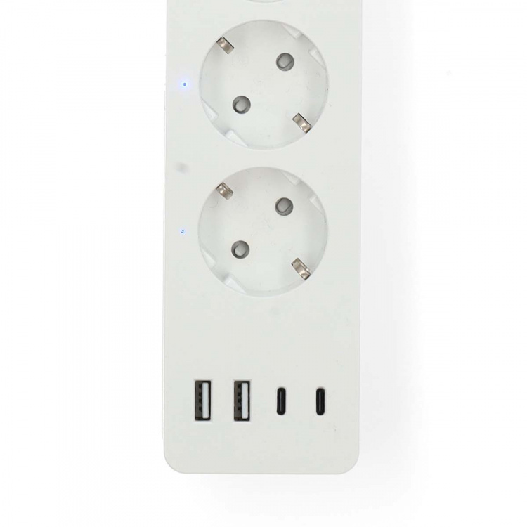 Nedis SmartLife Jatkojohto | 2x USB-A / 2x USB-C™ / 4x plug with earth contact (CEE 7/3) | 16 A | 3680 W | 2.00 m | 0 - 55 °C | Android™ / IOS | Valkoinen Nedis SmartLife Jatkojohto | 2x USB-A / 2x USB-C™ / 4x plug with earth contact (CEE 7/3) | 16 A | 3680 W | 2.00 m | 0 - 55 °C | Android™ / IOS | Valkoinen