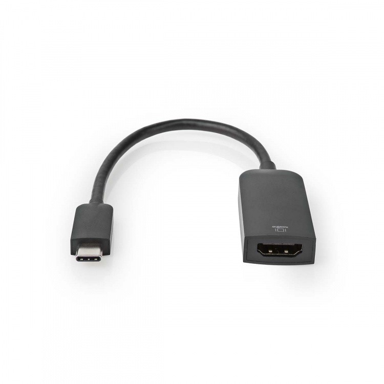Nedis USB-C™ Sovitin | USB 3.2 Gen 1 | USB-C™ Uros | HDMI™ Ulostulo | 4K@60Hz | 0.20 m | Pyöreä | Niklattu | PVC | Musta | Laatikko