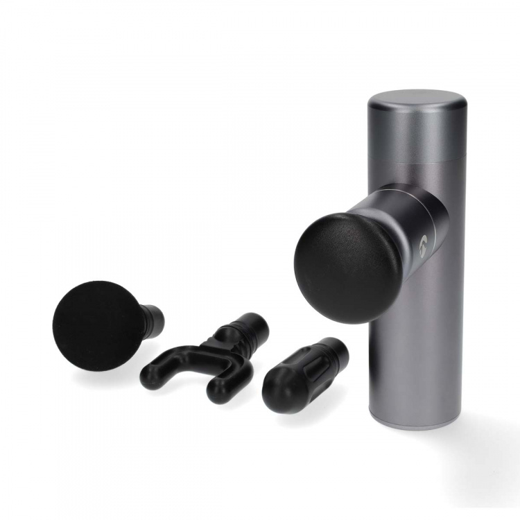 Nedis SmartLife Urheiluhierontapistooli | Akkukäyttöinen | Ladattava | 5 Hierontatilaa | Kartiomainen pää / Kiristysnyörilaukku / Litteä pää / Pallomainen pää / U-muotoinen pää | Tummanharmaa