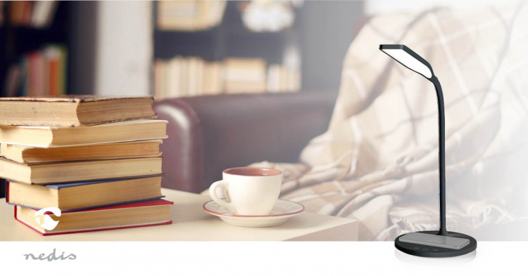 Nedis LED-Pöytävalaisin Langattomalla Latauksella | Himmennin | LED / Qi | 15 W | Himmennyksellä | Kylmä Valkoinen / Lämmin Valkoinen / Luonnonvalkoinen | 2700 - 6500 K