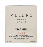 Chanel Allure Homme Sport Giftset 60 ml Edt Twist and Spray 3 x 20ml, Cologne Travel Spray and 2x Refills