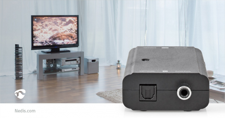 Nedis Digitaalinen Audiomuunnin | Kaksisuuntainen | Audio- / video- / datayhteyksien syöttö: 1x S/PDIF (RCA) Female / 1x Toslink Female | Audio- / video- / datayhteyksien ulostulo: 1x S/PDIF (RCA) Female / 1x TosLink Female | Ohjekirja | Musta Nedis Digitaalinen Audiomuunnin | Kaksisuuntainen | Audio- / video- / datayhteyksien syöttö: 1x S/PDIF (RCA) Female / 1x Toslink Female | Audio- / video- / datayhteyksien ulostulo: 1x S/PDIF (RCA) Female / 1x TosLink Female | Ohjekirja | Musta