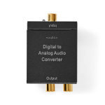 Nedis Digitaalinen Audiomuunnin | Yksisuuntainen | Audio- / video- / datayhteyksien syöttö: 1x Digital RCA / 1x TosLink | Audio- / video- / datayhteyksien ulostulo: 1x (2x RCA) / 1x 3.5 mm | Automaattinen | Sisäänrakennettu vahvistin | Musta