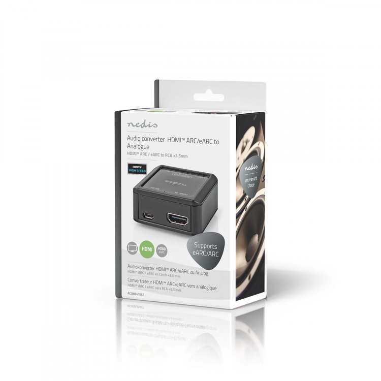 Nedis Digitaalinen Audiomuunnin | Yksisuuntainen | Audio- / video- / datayhteyksien syöttö: HDMI™ Input | Audio- / video- / datayhteyksien ulostulo: 1x 3.5 mm / 2x (2x RCA Female) | Automaattinen | Antrasiitti