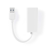 Nedis USB-verkkosovitin | USB 3.2 Gen 1 | 1 Gbps | USB-A Uros | RJ45 Naaras | 0.20 m | Pyöreä | Niklattu | Puhdas kupari | Valkoinen | Laatikko