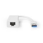 Nedis USB-verkkosovitin | USB 3.2 Gen 1 | 1 Gbps | USB-A Uros | RJ45 Naaras | 0.20 m | Pyöreä | Niklattu | Puhdas kupari | Valkoinen | Laatikko
