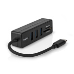 Nedis USB-keskitin | 1x USB-C™ | 3x USB A Female | 5-Porttinen port(s) | USB 3.2 Gen 1 | USB Virta | 5 Gbps | SD & MicroSD