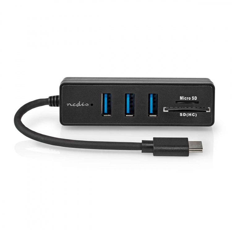 Nedis USB-keskitin | 1x USB-C™ | 3x USB A Female | 5-Porttinen port(s) | USB 3.2 Gen 1 | USB Virta | 5 Gbps | SD & MicroSD