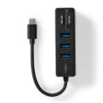 Nedis USB-keskitin | 1x USB-C™ | 3x USB A Female | 5-Porttinen port(s) | USB 3.2 Gen 1 | USB Virta | 5 Gbps | SD & MicroSD