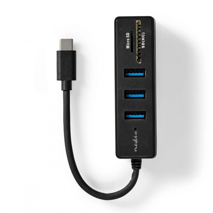 Nedis USB-keskitin | 1x USB-C™ | 3x USB A Female | 5-Porttinen port(s) | USB 3.2 Gen 1 | USB Virta | 5 Gbps | SD & MicroSD