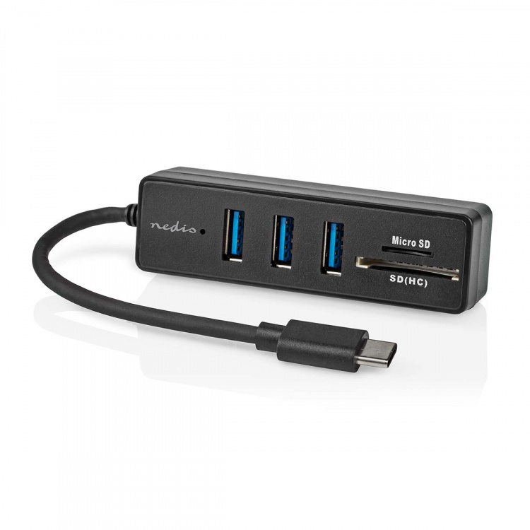 Nedis USB-keskitin | 1x USB-C™ | 3x USB A Female | 5-Porttinen port(s) | USB 3.2 Gen 1 | USB Virta | 5 Gbps | SD & MicroSD