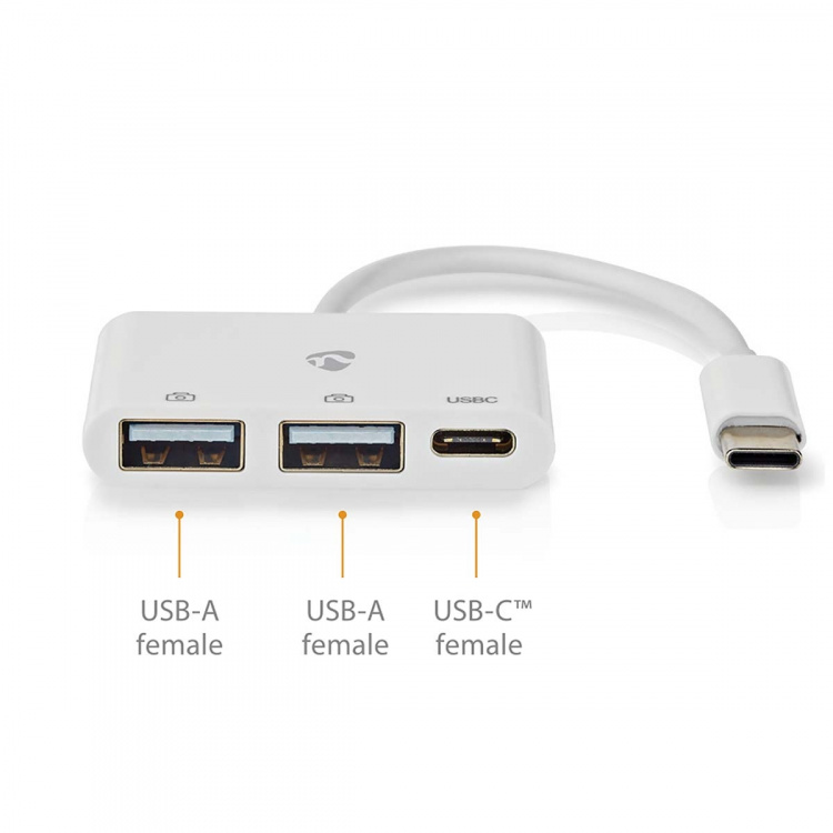 Nedis USB-keskitin | 1x USB-C™ | 1x USB-C™ / 2x USB 2.0 A Female | 3-Porttinen port(s) | USB Virta