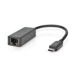 Nedis USB-verkkosovitin | USB 3.2 Gen 1 | 2.5 Gbps | USB-C™ Uros | RJ45 Naaras | 0.20 m | Pyöreä | Niklattu | Tinattu Kupari | Musta | Laatikko