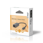 Nedis USB-verkkosovitin | USB 3.2 Gen 1 | 2.5 Gbps | USB-C™ Uros | RJ45 Naaras | 0.20 m | Pyöreä | Niklattu | Tinattu Kupari | Musta | Laatikko