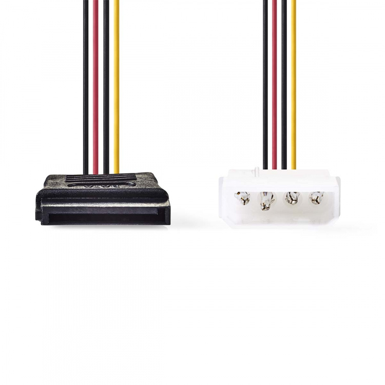 Nedis Sisäinen Virtakaapeli | Molex uros | SATA 15-Pin naaras | Kullattu | 0.15 m | Pyöreä | PVC | Monivärinen | Laatikko