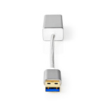 Nedis USB-verkkosovitin | USB 3.2 Gen 1 | 1 Gbps | USB-A Uros | RJ45 Naaras | 0.20 m | Pyöreä | Kullattu | Puhdas kupari | Hopea | Laatikko kannella ja ikkunalla Nedis USB-verkkosovitin | USB 3.2 Gen 1 | 1 Gbps | USB-A Uros | RJ45 Naaras | 0.20 m | Pyöreä | Kullattu | Puhdas kupari | Hopea | Laatikko kannella ja ikkunalla