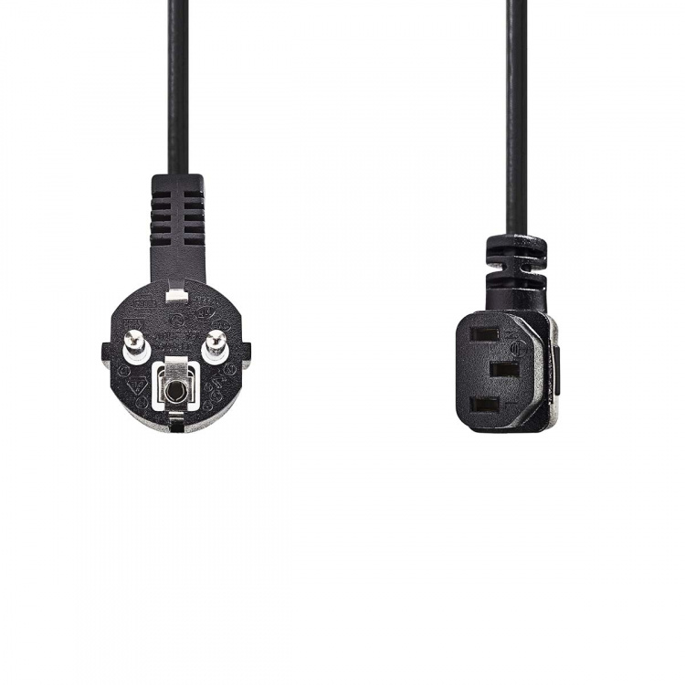 Nedis Sähköjohto | Suko Uros | IEC-320-C13 | Kulma | Kulma | Niklattu | 5.00 m | Pyöreä | PVC | Musta | Label
