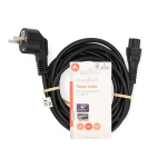 Nedis Sähköjohto | Suko Uros | IEC-320-C5 | Kulma | Suora | Niklattu | 3.00 m | Pyöreä | PVC | Musta | Label