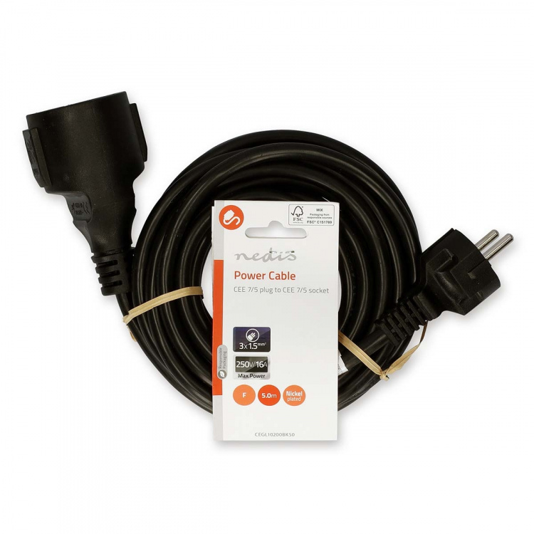 Nedis Sähköjohto | Suko Uros | Suko Naaras | Suora | Suora | Niklattu | 5.00 m | Pyöreä | PVC | Musta | Label Nedis Sähköjohto | Suko Uros | Suko Naaras | Suora | Suora | Niklattu | 5.00 m | Pyöreä | PVC | Musta | Label