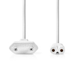 Nedis Sähköjohto | Euro Uros | IEC-320-C7 | Suora | Suora | Niklattu | 5.00 m | Litteä | PVC | Valkoinen | Label