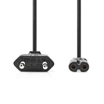 Nedis Sähköjohto | Euro Uros | IEC-320-C7 | Suora | Suora | Niklattu | 2.00 m | Kierretty | PVC | Musta | Label