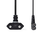 Nedis Sähköjohto | Euro Uros | IEC-320-C7 | Kulma | Kulma vasemmalle | Niklattu | 3.00 m | Litteä | PVC | Musta | Label