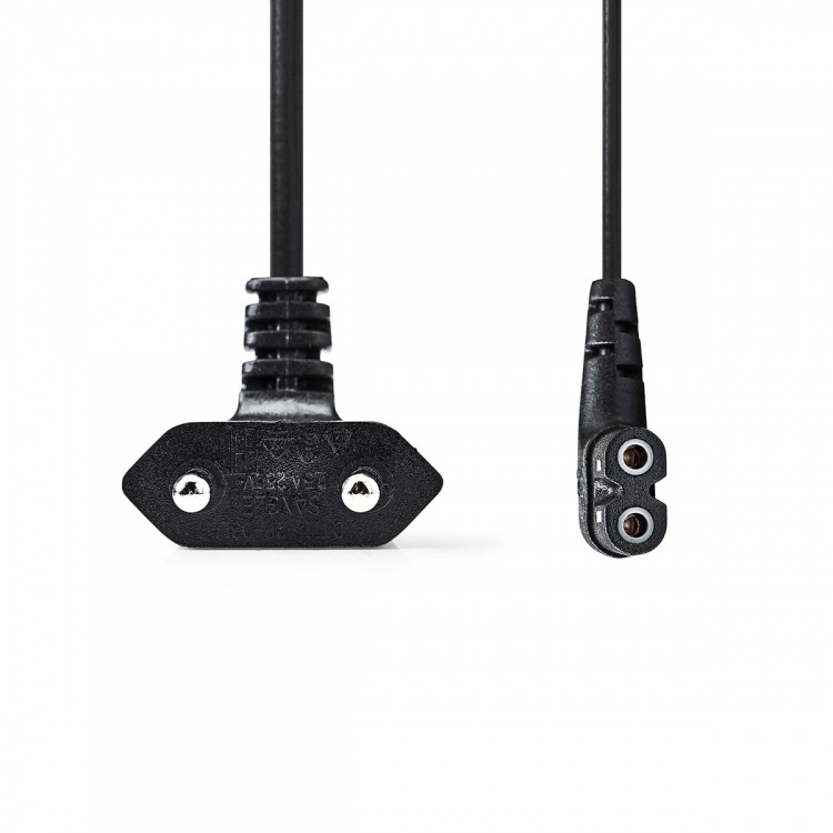 Nedis Sähköjohto | Euro Uros | IEC-320-C7 | Kulma | Kulma vasemmalle | Niklattu | 3.00 m | Litteä | PVC | Musta | Label