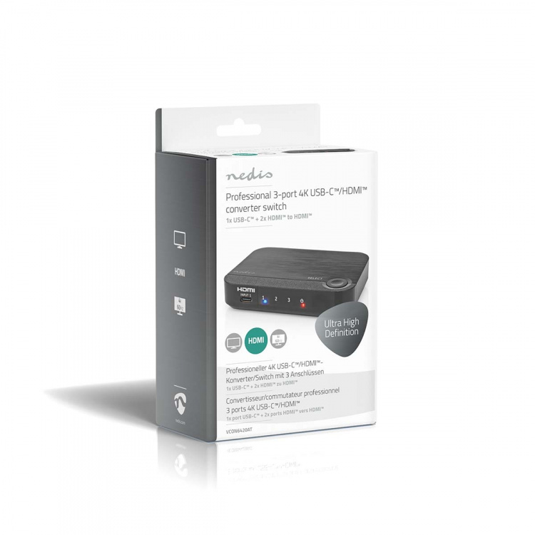 Nedis HDMI ™ Muunnin | 1x USB-C™ / 2x HDMI™ Input | 1x HDMI™ Output | Yksisuuntainen | 4K@60Hz | 18 Gbps | ABS-Muovi | Antrasiitti Nedis HDMI ™ Muunnin | 1x USB-C™ / 2x HDMI™ Input | 1x HDMI™ Output | Yksisuuntainen | 4K@60Hz | 18 Gbps | ABS-Muovi | Antrasiitti