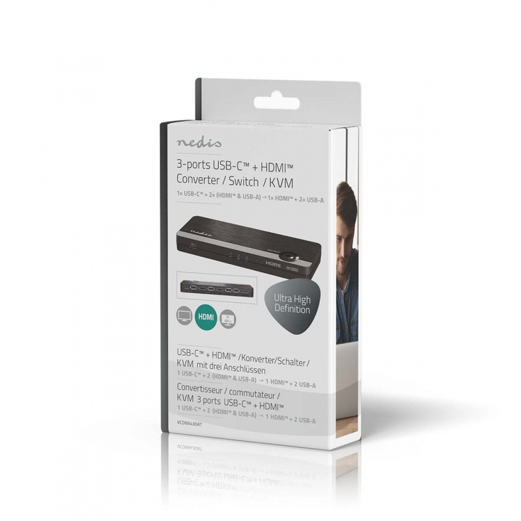 Nedis HDMI ™ Muunnin | USB-C™ Female / 2x HDMI™ Input / 4x USB A Female | 1x HDMI™ Output | Yksisuuntainen | 4K@60Hz | 18 Gbps | ABS-Muovi | Antrasiitti Nedis HDMI ™ Muunnin | USB-C™ Female / 2x HDMI™ Input / 4x USB A Female | 1x HDMI™ Output | Yksisuuntainen | 4K@60Hz | 18 Gbps | ABS-Muovi | Antrasiitti
